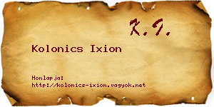 Kolonics Ixion névjegykártya